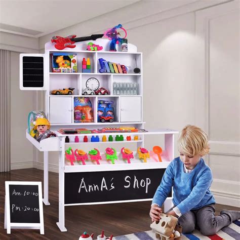 Children Pretend Play Wooden Toy Shop Market Kids Shopping Learning To
