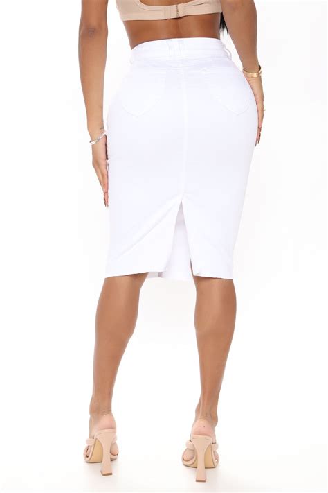 Nothing But Love Denim Midi Skirt White In 2021 Denim Midi Skirt Midi Skirt White Skirts