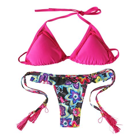 brazilian women push up bra bandage triangle top bikini set swimsuit swimwear us ebay