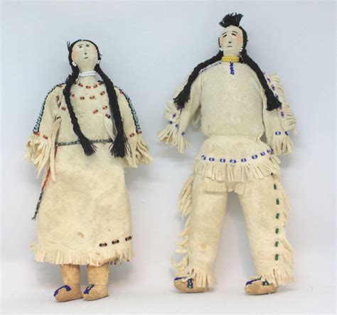 antique native american indian dolls 8 beaded sued leather crow couple indian dolls native