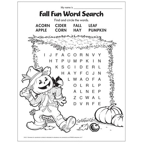 Free Printable Fall Fun Word Search E4121 — Trend Enterprises Inc