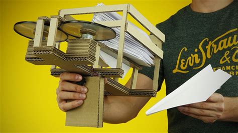 Diy Semi Automatic Paper Plane Launcher From Cardboard At Home Youtube