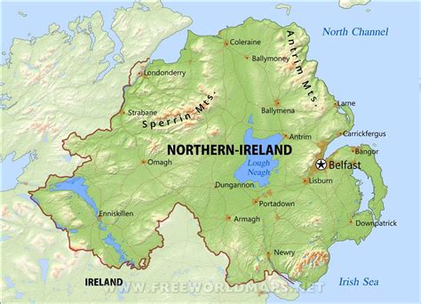Northern Ireland Physical Map