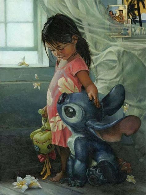 Realistic Portrait Of Lilo And Stitch By Heather Theurer Disney Fine