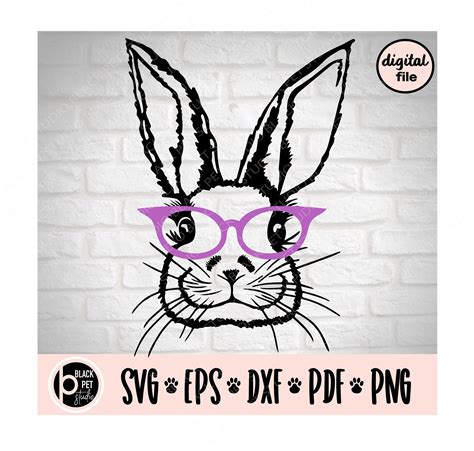 Bunny With Glasses Svg Easter Bunny With Glasses Svg - Etsy UK