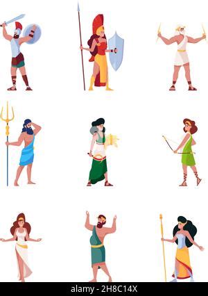 Vector Set Of Olympian Pantheon Greek Gods And Goddesses Cartoon Style Stock Vector Image Art