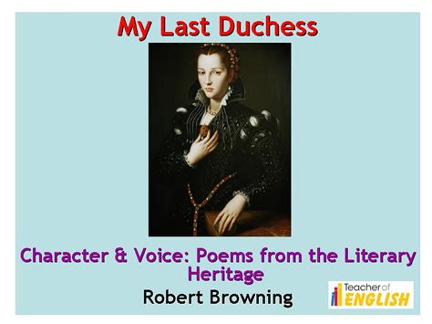 The reader of the emissary does not know about the personality of the duchess. English teaching resources - Plans, PowerPoints and ...