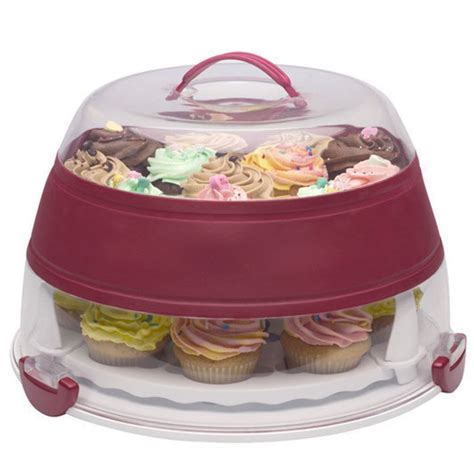 Starfrit Collapsible Cupcake And Cake Carrier In White And Red Beyond