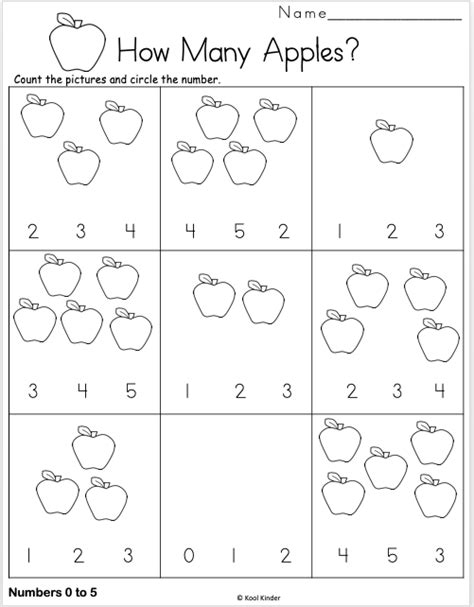 How Many Apples Kindergarten Numbers Worksheet 0 5with This Free