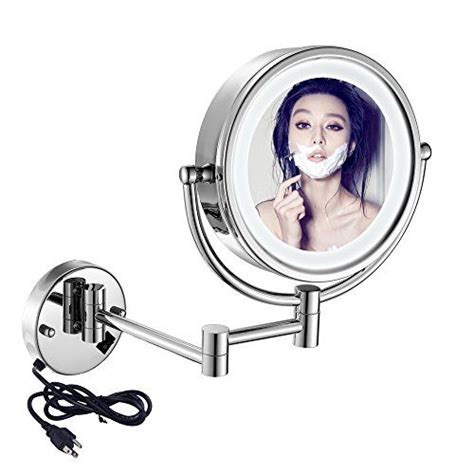 gurun 8 5 inch led lighted wall mount makeup mirrors with 5x magnification chrome finish m1809d