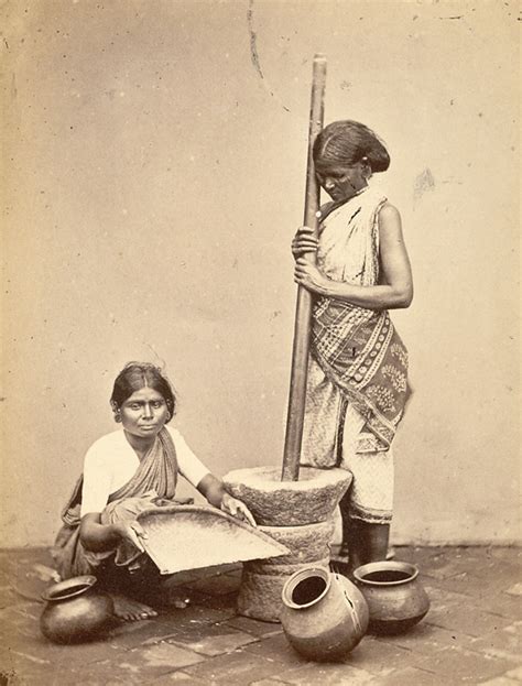 Women Pounding And Cleaning Rice Madras Chennai Tamil Nadu India