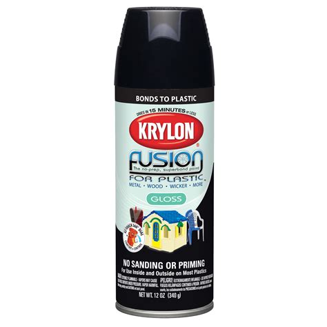 Krylon Fusion For Plastic Spray Paint Satin Black 12 Oz