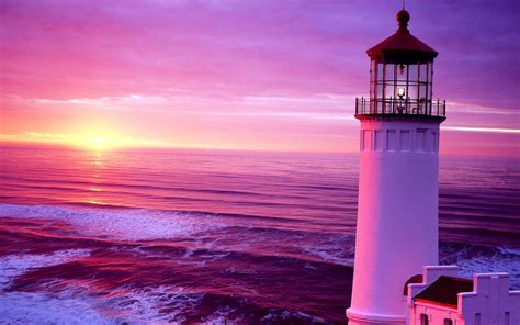 Beautiful Sunset Lighthouse Wallpapers Hd Desktop And