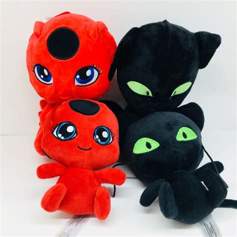 18cm Miraculous Ladybug Cat Plagg Tikki Plush Toy For Children Keychain
