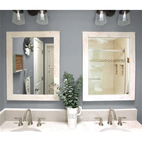 Pin by katie cunningham on home white vanity bathroom modern. 2 Piece Samara Farmhouse / Country Distressed Mirror Set ...