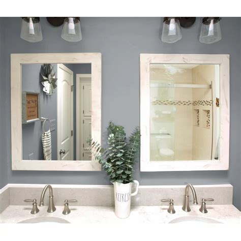 Recessed/surface mount soft close medicine cabinet with mirrored door with a sleek mirrored surface inside and with a sleek mirrored surface inside and outside, this 30 in. 2 Piece Samara Farmhouse / Country Distressed Mirror Set ...