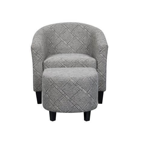 Find great deals on ebay for accent chair with ottoman. HomeFare Barrel Accent Chair & Ottoman in Grey & White ...