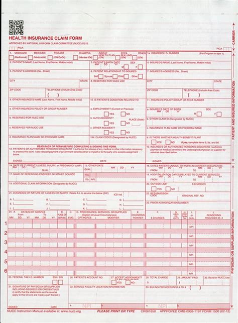 Health Insurance Claim Forms Cms 1500 1 Part