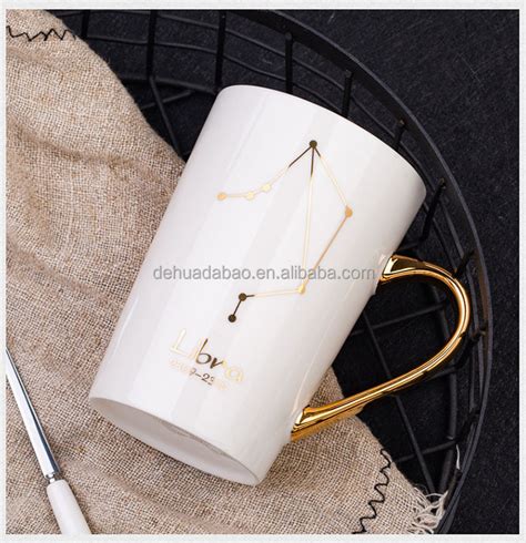 Luxury White Black 12 Constellations Gold Pattern Ceramic Coffee Mug