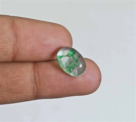 Dyed Emerald Crack Crystal Hydro Cabochon Stone Crystal Etsy