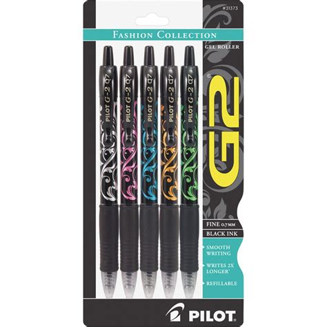 Pilot G2 Fashion Retractable Gel Ink Pens Fine Point 07mm Black