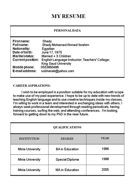 You could have a b.ed or m.ed degree. Primary Teacher Resume Format | Templates at allbusinesstemplates.com