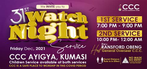 31st watch night service calvary charismatic centre