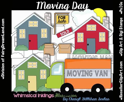 Moving Day Digital Clip Art And Black And White Image Set Commercial Use Instant Download