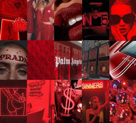 Boujee Red Aesthetic Wall Collage Kit Neon Red Wall Collage Etsy My
