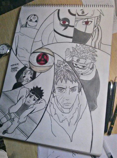 Obito Uchiha Kakashi Drawing Naruto Sketch Drawing Anime Drawing