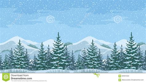 Seamless Christmas Winter Landscape Stock Vector Image