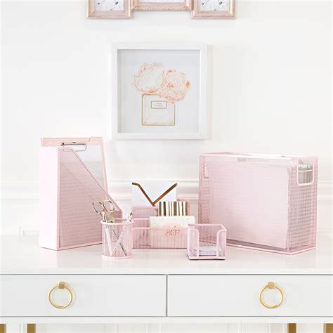 Buy Blu Monaco 5 Piece Pink Office Supplies Desk Organizer Set Online