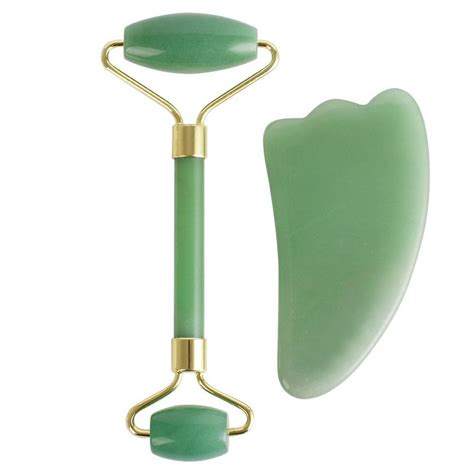 2020 natural quartz double head green jade roller slimming face massager lifting tool jade