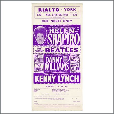 B40134 The Beatles And Helen Shapiro York 1963 Handbill Flyer Uk Tracks