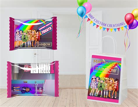 Rainbow High Birthday Party Png Pdf Digital File Chip Bag Etsy