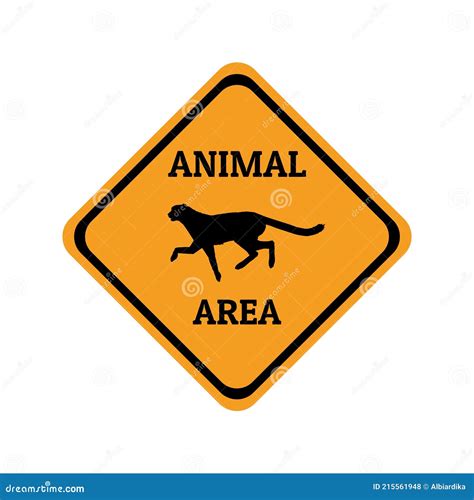 Cheetah Animal Warning Traffic Sign Design Vector Illustration Stock