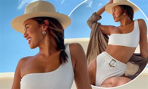 Love Islands Montana Brown Showcases Her Incredible Physique In A White Bikini Daily Mail Online