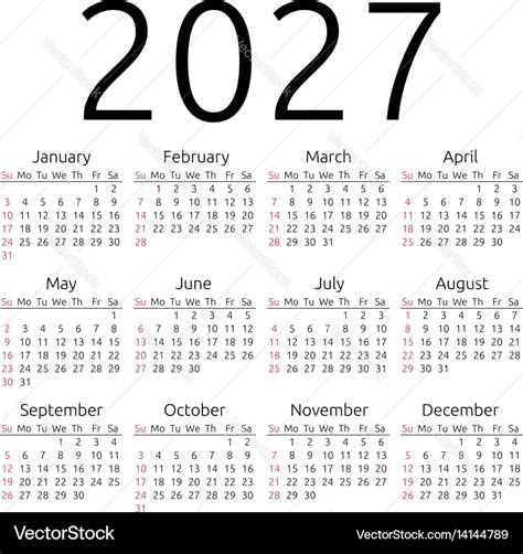 2027 Yearly Calendar