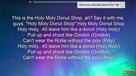 Lyrics to holy moly donut shop by blue face featuring in the chapel