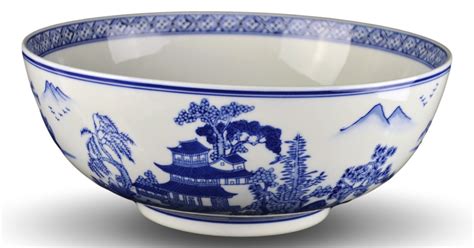Heritage Chinese Blue And White Landscape 12x5 Large Serving Bowls