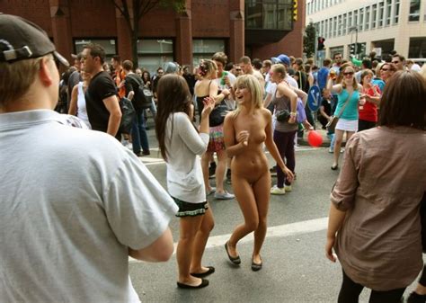 Only One Naked In A Parade Porn Photo