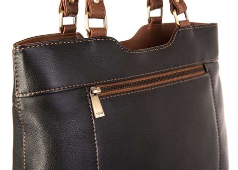 Nova 829c Leather Shoulder Handbag Black And Chestnut In Nova Leather Handbags Range