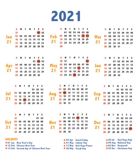 You can write them down or come back to this page whenever. Singapore Calendar 2021 With Public Holidays | Calendar 2021