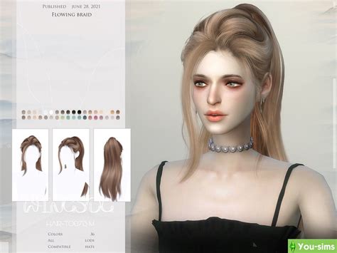 Скачать Прическа Flowing Braid от Wingssims к Sims 4 You Sims