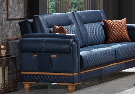 Quelle est la couleur de votre canapé bleu ? Canapé lit tissu daim bleu TWEEN - Canapé Salon Design Tissu Daim