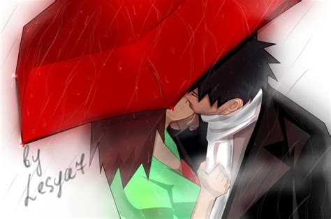 Obito And Rin Kiss Under Umbrella By Lesya7 Obi Anime Naruto