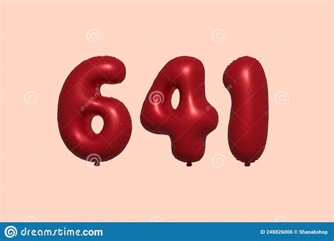 Red Helium Balloon 3d Number 641 Stock Vector Illustration Of