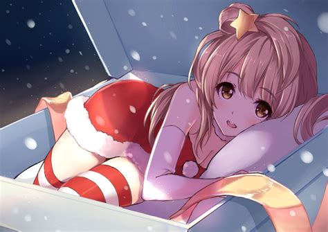 Wallpaper X Px Blush Breasts Brown Eyes Brown Hair Christmas Cleavage Costume