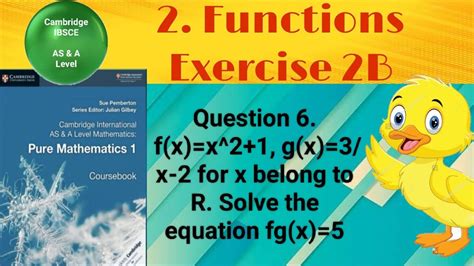 f x x 2 1 g x 3 x 2 for x belong to r solve the equation fg x 5 youtube