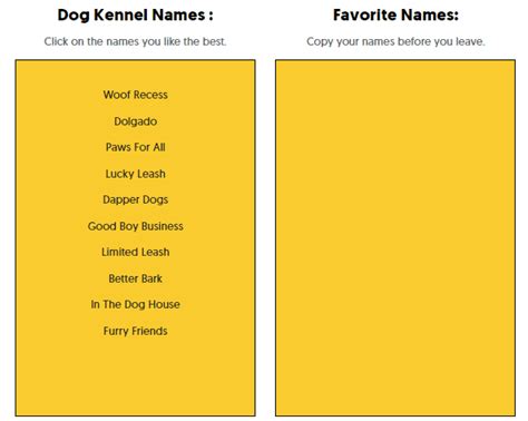Dog Kennel Name Generator Name Generator Pro